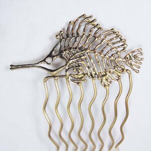 Fish Skeleton Bronze Hair Comb HC-04 image 1