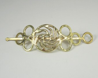 Bronze Spiral Pattern Hair Barrette with Twist Lock Action - HB05