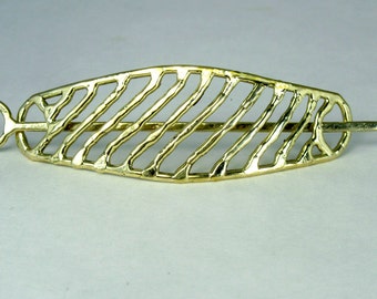 Bronze Diagonal Pattern Hair Barrette with Twist Lock Action - HB02
