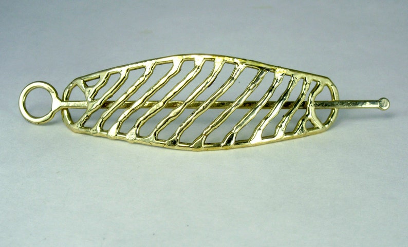 Bronze Diagonal Pattern Hair Barrette with Twist Lock Action HB02 image 1