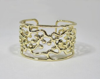 Bronze "Cuff" Bracelet 1.5 Inch Wide - Beaded Pattern