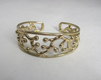 Beaded Vine Bronze Bracelet  -  One inch wide