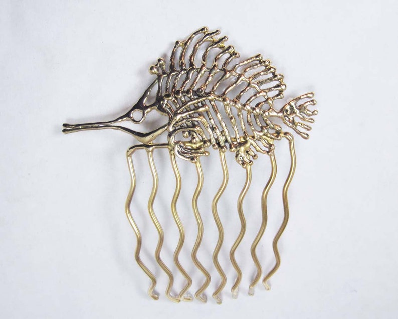 Fish Skeleton Bronze Hair Comb HC-04 image 1