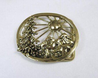 Beautiful Handmade Bronze "Sierra Sun" Belt Buckel in Solid Bronze
