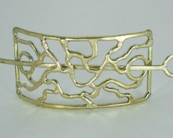 Bronze Fusion Hair Barrette with Twist Lock Action and Rectangular Shape