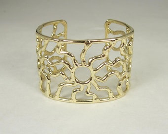Bronze 1.5 Inch Wide "Cuff" Sunburst Pattern Bracelet
