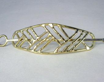 Bronze Cross-Hatch Hair Barrette with Twist Lock Action - HB01
