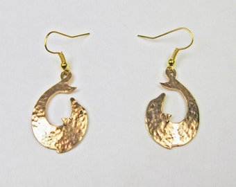 Bronze Dolphin Earrings by David Blonski offered