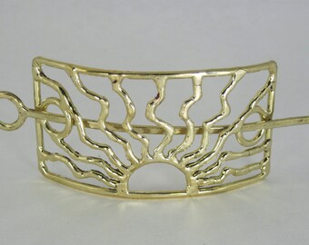 Bronze Sunset Hair Barrette with Twist Lock Action and Rectangular Shape