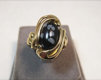 Snowflake Obsidian in Bronze made by David Blonski (one of a kind setting)   SR-SO-01