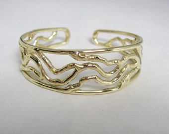 Beautiful Freeform Fusion Bracelet in Bronze  -  One inch wide