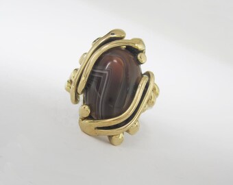 Handmade Batswana Agate Ring in Bronze by David Blonski      (a one of a kind setting)   SBR-BatswanaAgate-01