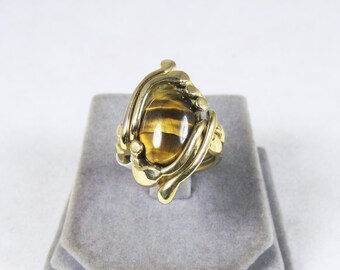 Handmade GoldTiger Eye Ring in Bronze by David Blonski      (a one of a kind setting)   SR-TigerEye-07