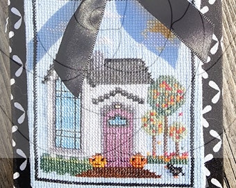 Autumn House Cross Stitch Pattern - Modern Halloween (PDF Chart)