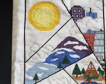 In The Clouds - Counted Cross Stitch Pattern- PDF only | modern | scenery | city | mountains |