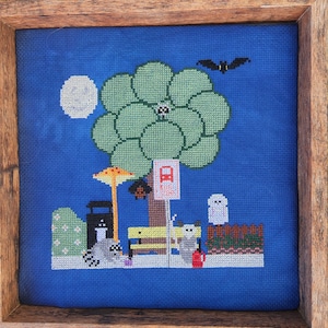 Bus Stop- A counted cross stitch pattern- pdf only | modern | quirky | critter |