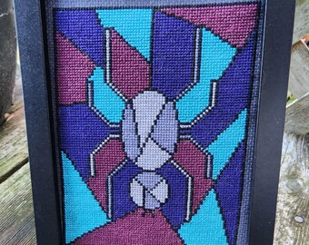 Spider Stained Glass Cross Stitch Pattern – Modern Goth Design (PDF Pattern)