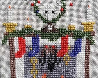 He's Coming Down Your Chimney- Counted Cross Stitch Pattern- PDF | seasonal | goth | spooky | krampus |
