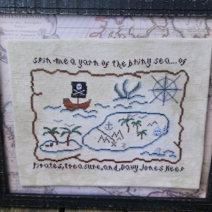 Carte au trésor - Modèle PDF au point de croix compté - alternative| pirates | point de croix| carte