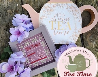 Tea Time Cross Stitch Pattern - Cottagecore Modern Design (PDF Pattern)