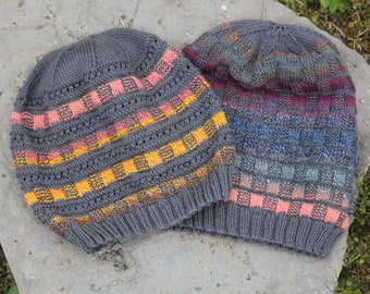 Squared! 2 hat patterns for one price! Knitting PDF Pattern | colorwork | toque | beanie | unisex | mosaic