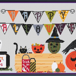 Happy Halloween Kreuzstich Anleitung - PDF only | Saisonal | Urlaub | Halloween | gruselig | modern | skurril