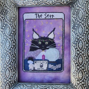 The Seer- Counted Cross Stitch PDF Pattern by Cobweb and Rose | goth| alternative | cat | spiritual | divination