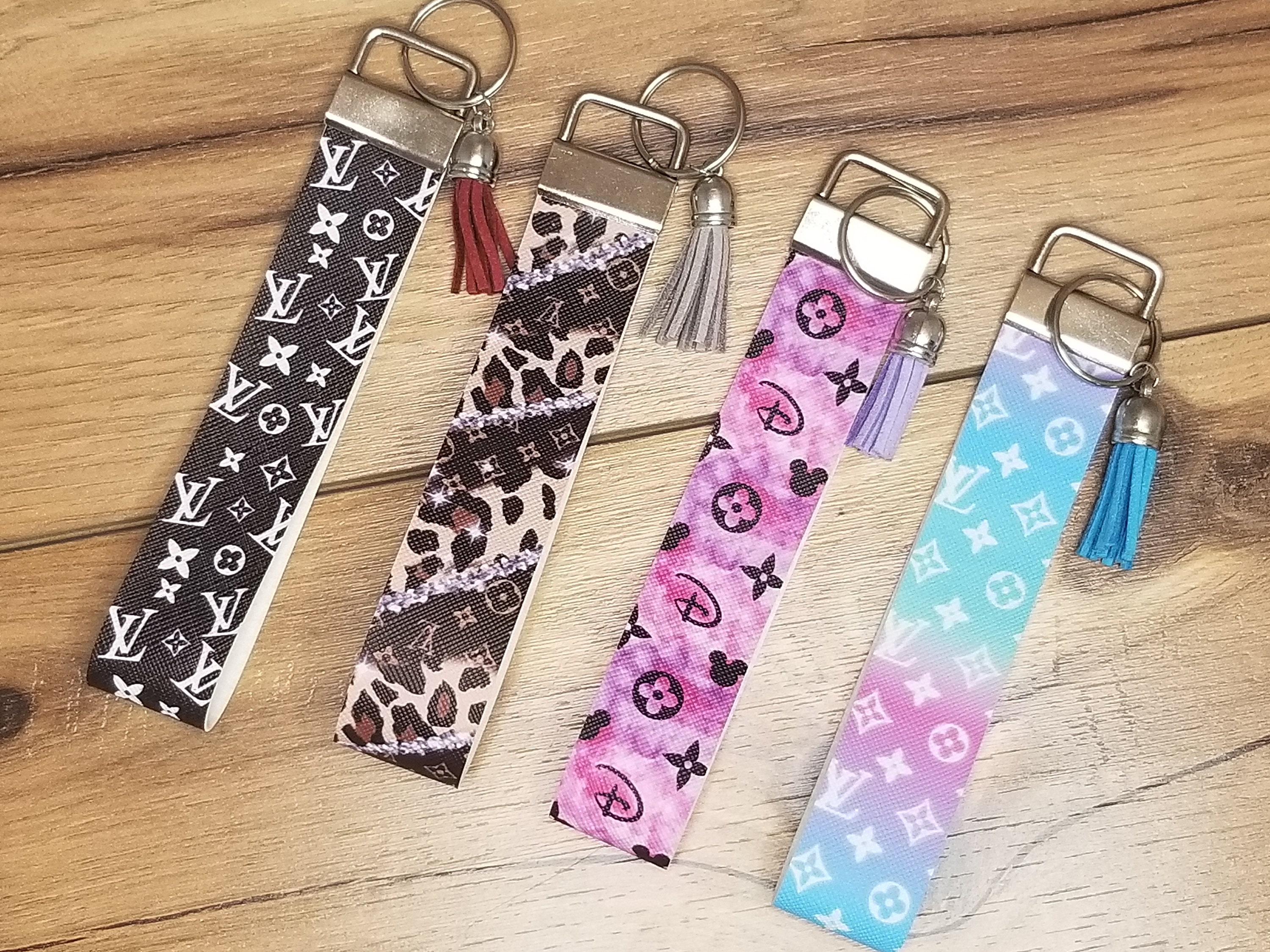 Pink Tie-Dye LV Leather Keychain