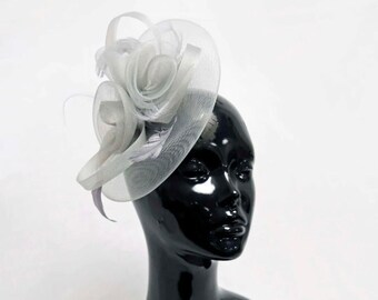 Grey Flower Net Fascinator Weddings Ascot Hatinator Races