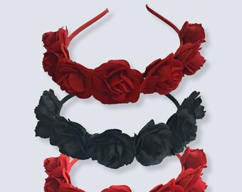 Grande Rose Chaud Orange Rose Fleur Guirlande Bandeau Cheveux Couronne Sugar Skull 4024 Grande Rose Chaud Orange Rose Fleur Guirlande Bandeau Cheveux Couronne Sugar Skull 4024