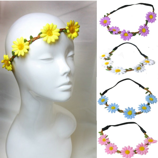 Daisy Garland Hairband Headband Christening Festival Élastique Fleur Florale Bande de Cheveux