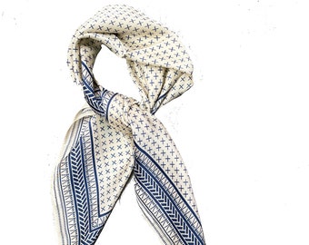 Blue White Tone Floral Flower Print Fashion Neck Scarf Head Wrap Accessories Blue White Tone Floral Flower Print Fashion Neck Scarf Head Wrap Accessories