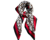 70cm x 70cm Black Red Flower Pattern Square Scarf Big Ladies Womens Faux Silk Head Neck Thin Bag Charm