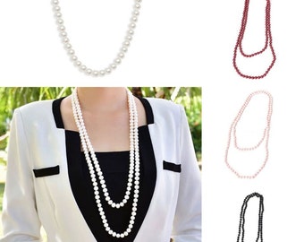 150cm Long multi layer Gatsby PEARL NECKLACE Beaded Chain Wedding Bridal Gift UK