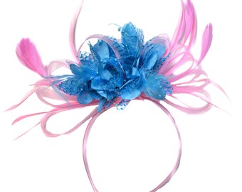 Grand bleu ciel Orchidée Fleur Déclaration Fascinator Coiffe Serre-tête Cheveux 3321