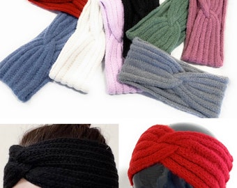 Women's Girls' Winter Warm knitted Headband Knot Woolly Knit Head Ear Warmer Wrap Sweatband UK