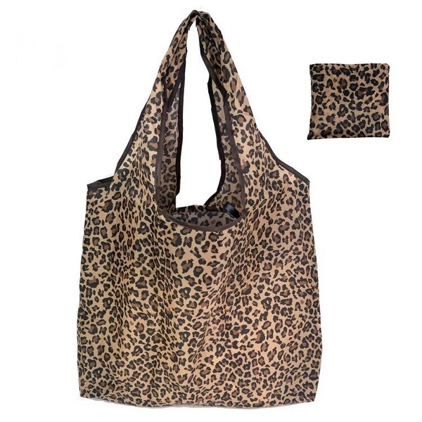 Très grand sac d'épicerie pliable réutilisable fait main pour femmes, sac fourre-tout écologique, sac pliable Royaume-Uni - Imprimé léopard classique