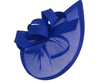 Caprilite Vegan Moon Hoop Fascinator Hoed op Hoofdband Bruiloft Ascot Races Bespoke Sinamay Disc - Royal Blue