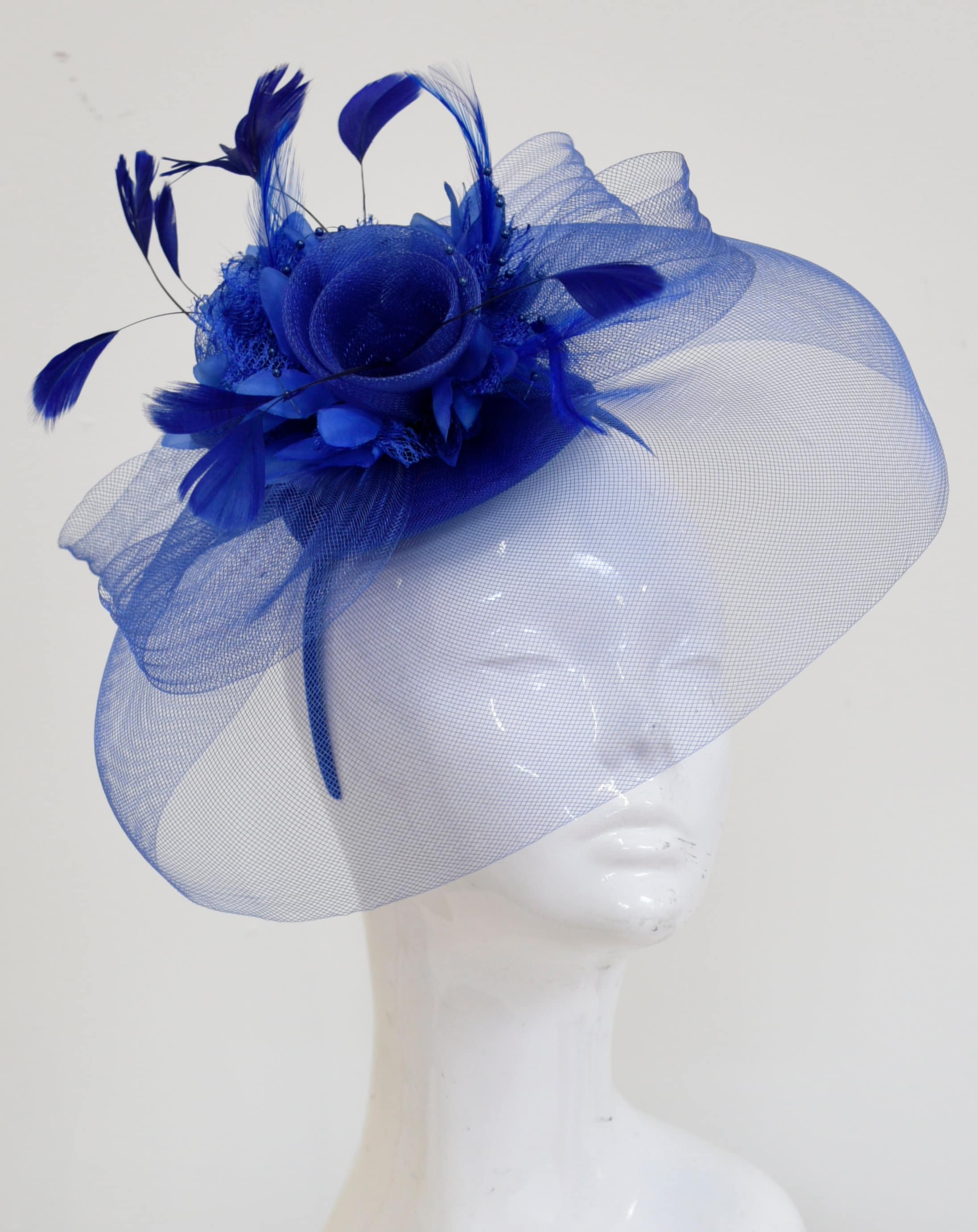 Caprilite Big Royal Blue Fascinator Hat 