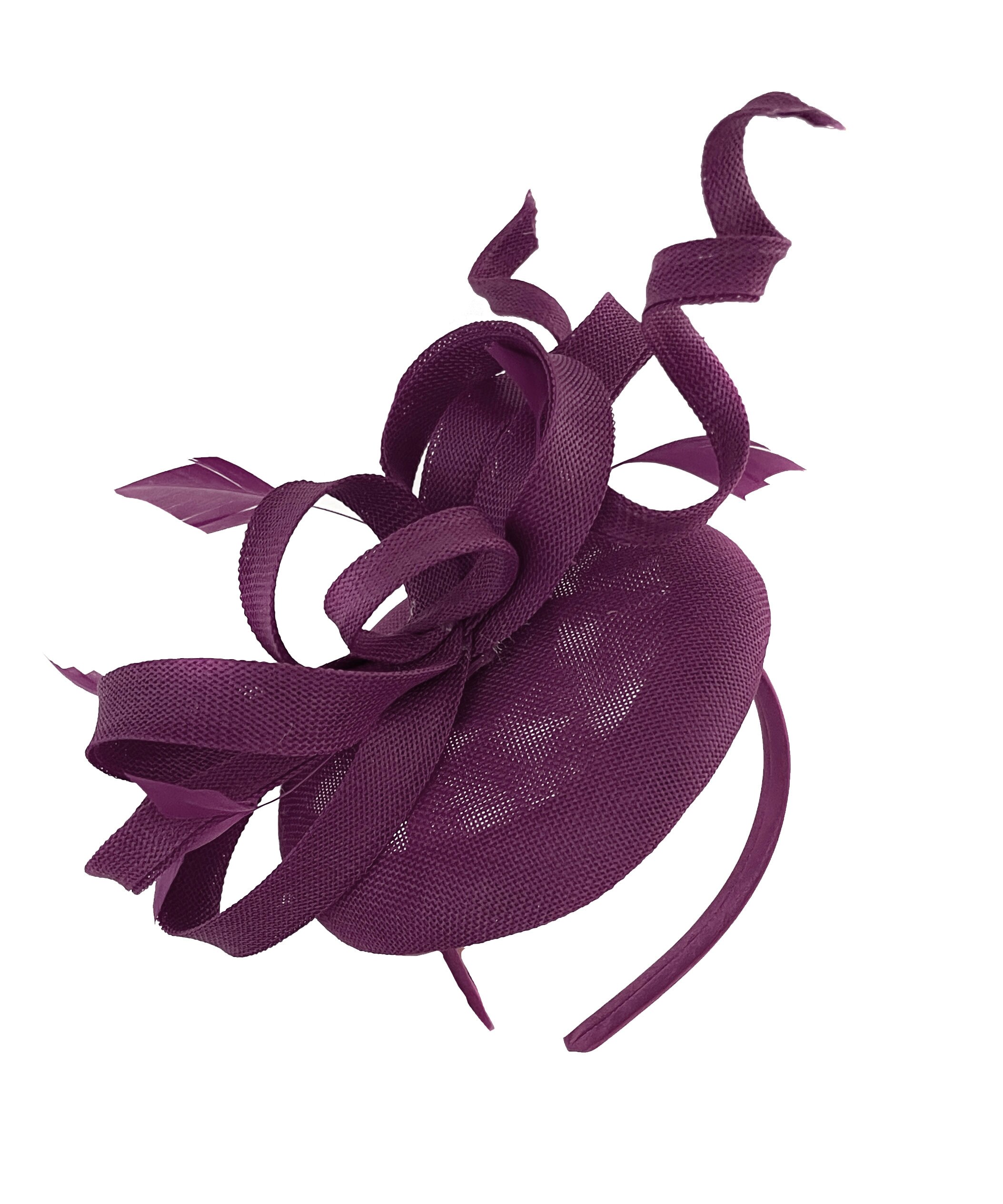Caprilite Plum Purple Wedding Swirl Pillbox Fascinator Headband Alice Band Ascot Races Loop