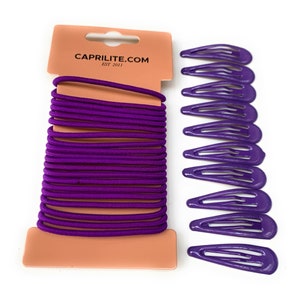 30 PCS Sleepie Elastics Hair Head Bands Snap Clips Hairbands Bobbles Set - Cadbury Purple