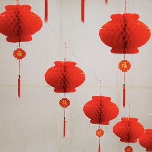 20 Handmade Red Gold Chinese New Year 15cm Paper Lanterns