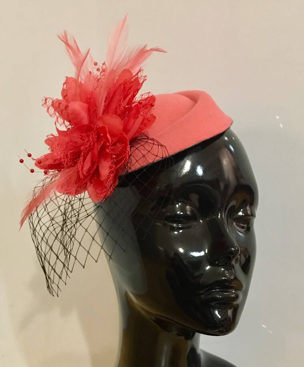 Caprilite Coral Pink Fascinator Hat 