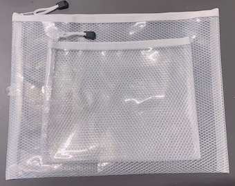 2 Waterproof White Plastic Document Wallets Files Folder Zip Lock Bags Pencil Case Pouch Office A4 A5 Set