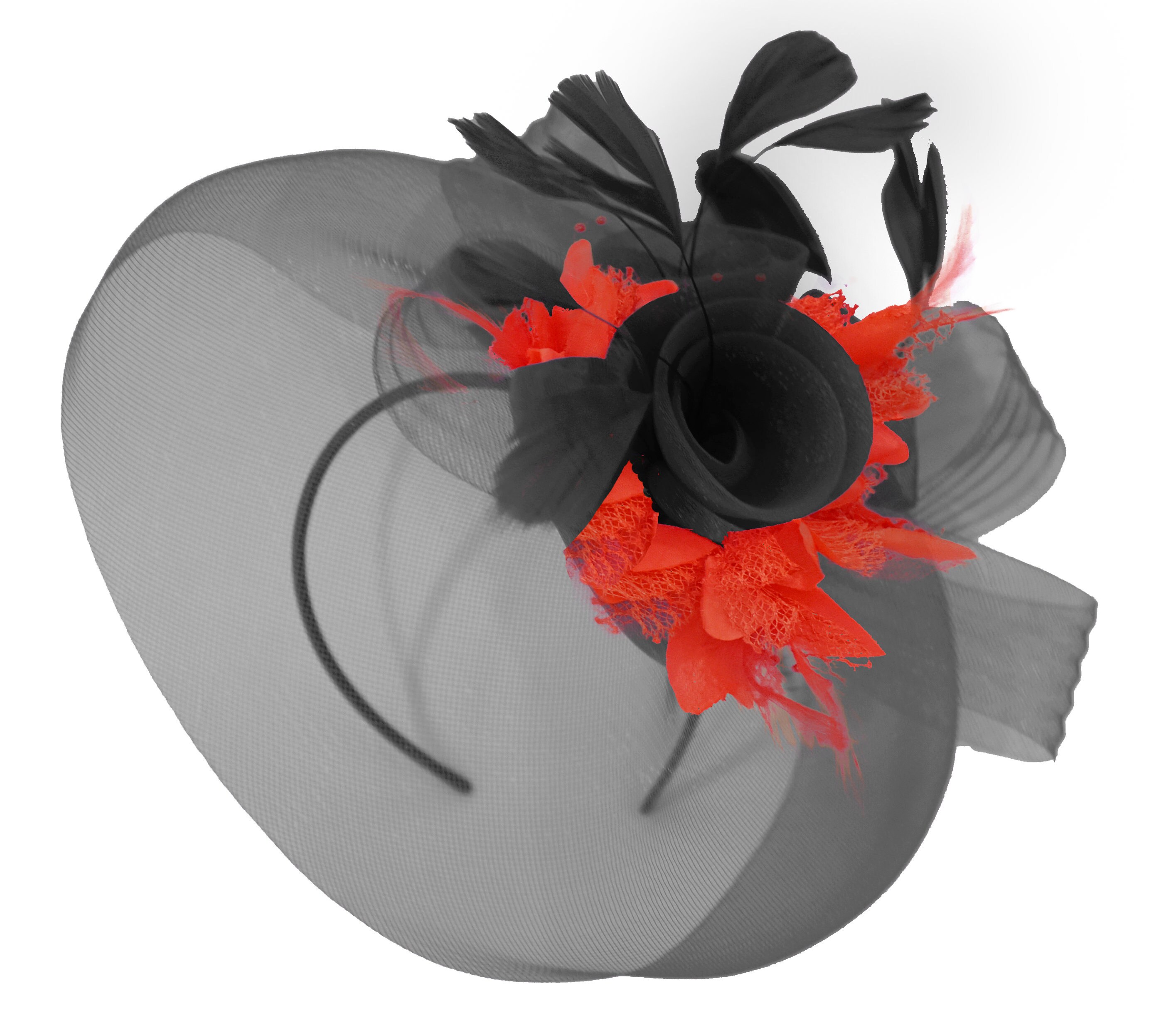 Black and red fascinator hat Clearance