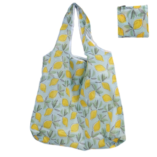 Handmade Extra Large Reusable Foldable Ladies Grocery Shopping Bag Eco Tote Handbag Fold Away Bag UK - Lemon