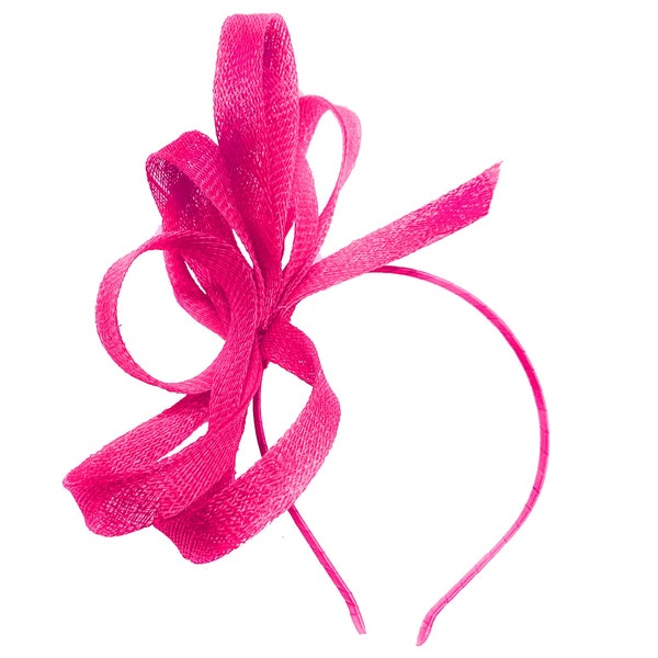 Caprilite Vegan Fuchsia Rose Sinamay Fascinator Bandeau Mariage Cerceau Dames Jour Ascot Courses