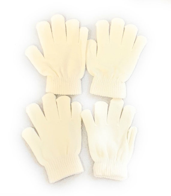 2 Pairs of Kids Children s Magic Primary School Gloves Winter Warm Stretchy UK Cream Ivory