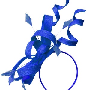 Caprilite Royal Blue Wedding Swirl Fascinator Headband  Alice Band Ascot Races Loop Net