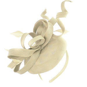 Caprilite Cream Ivory Wedding Swirl Pillbox Fascinator Headband  Alice Band Ascot Races Loop